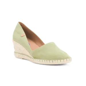 FUN VERBENAS Green Made In Spain Mamen Suede Wedge Espadrilles