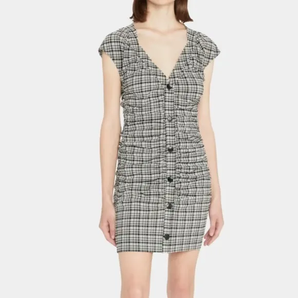 Ganni Seersucker Ruched Mini Dress