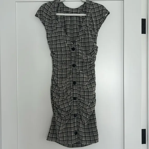 Ganni Seersucker Ruched Mini Dress