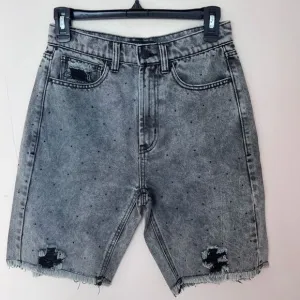 Generation‎ Love New York Distressed Denim Bermuda Shorts Gray Acid Wash