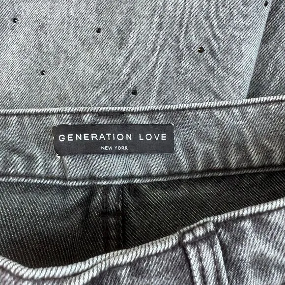 Generation‎ Love New York Distressed Denim Bermuda Shorts Gray Acid Wash