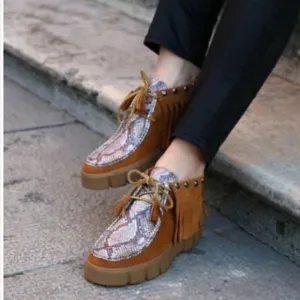 Geox Goula Brogues Suede Python Embossed Studded Booties 38