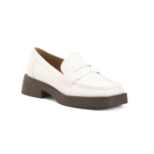 GH BASS Off White Leather Bowery Square Toe Loafers