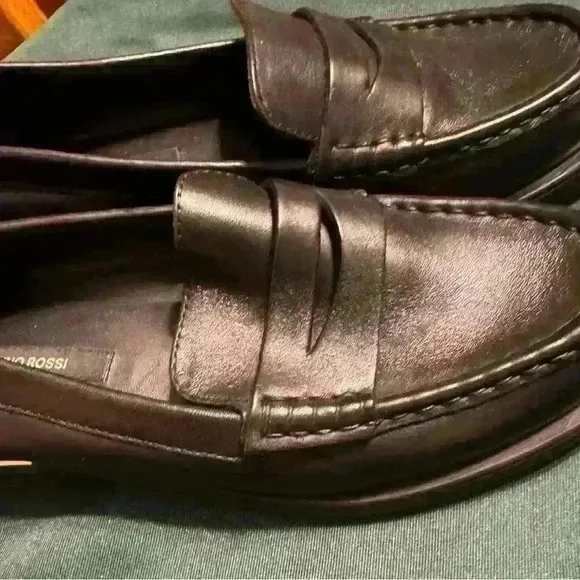 Gino Rossi Black Leather Loafers with Gold Trim size 37