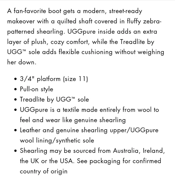 Girl's UGG Fluff Mini Quilted Zebra Boots