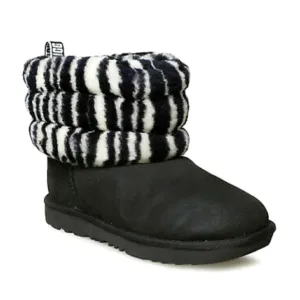 Girl's UGG Fluff Mini Quilted Zebra Boots