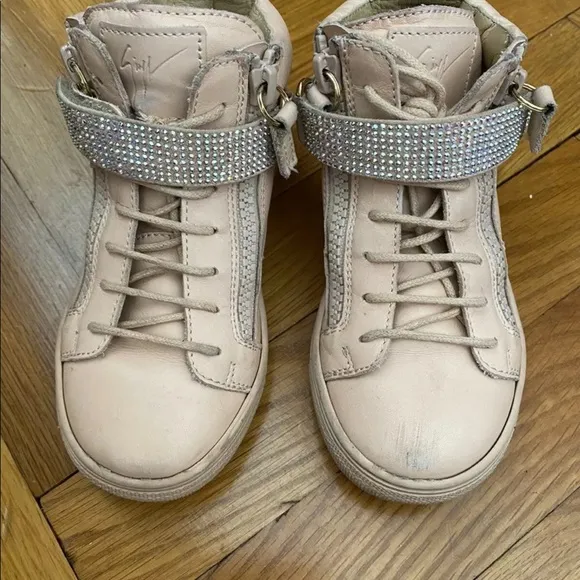 Giuseppe Zanotti Girl Rhinestones Pink Leather Ankle Boots Sneakers Shoes 28 11