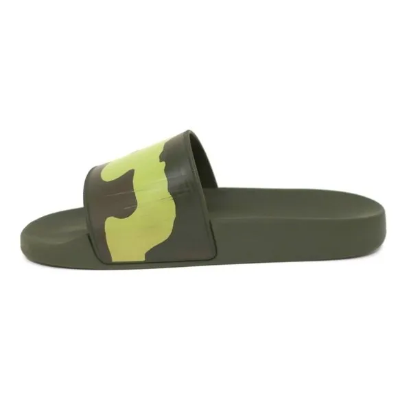 GIVENCHY CAMO POOL SLIDES GREEN RUBBER SIZE 39