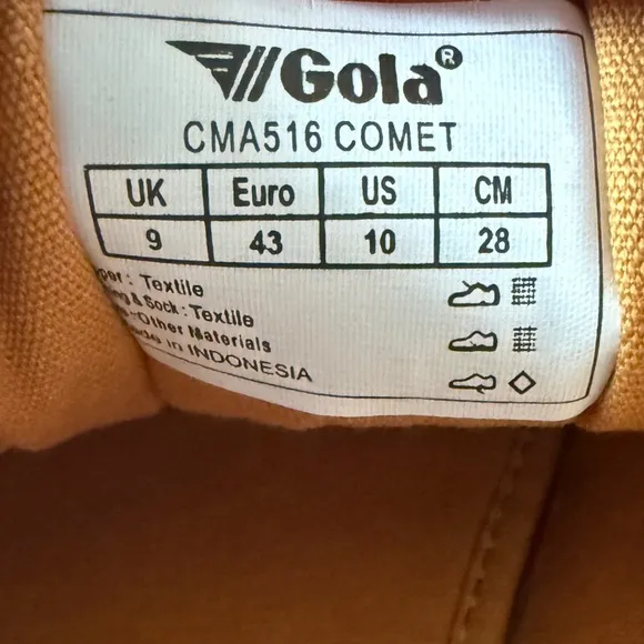 Gola Vegan Classics Men's Comet Plimsoll Sneakers Size 10 in Sun/Navy