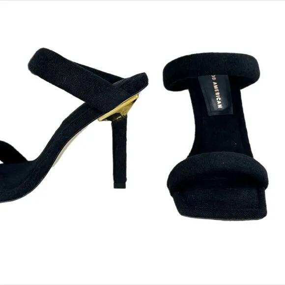 Good American Black Terry High Heels Sandals size 7 1/2