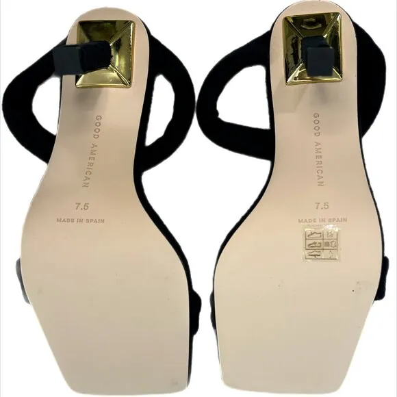 Good American Black Terry High Heels Sandals size 7 1/2