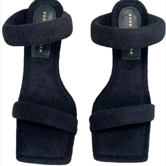 Good American Black Terry High Heels Sandals size 7 1/2