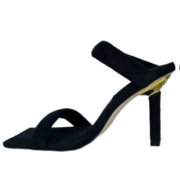 Good American Black Terry High Heels Sandals size 7 1/2