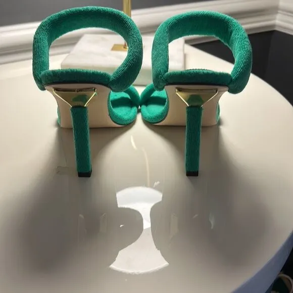 GOOD AMERICAN TERRY CLOTH SLIDE HEELS