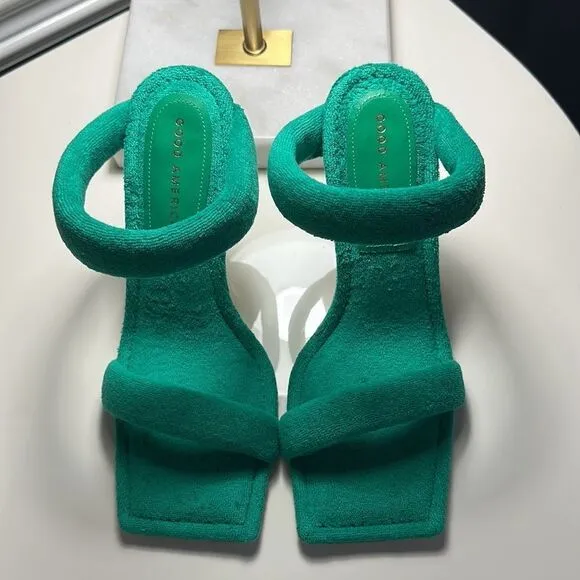 GOOD AMERICAN TERRY CLOTH SLIDE HEELS