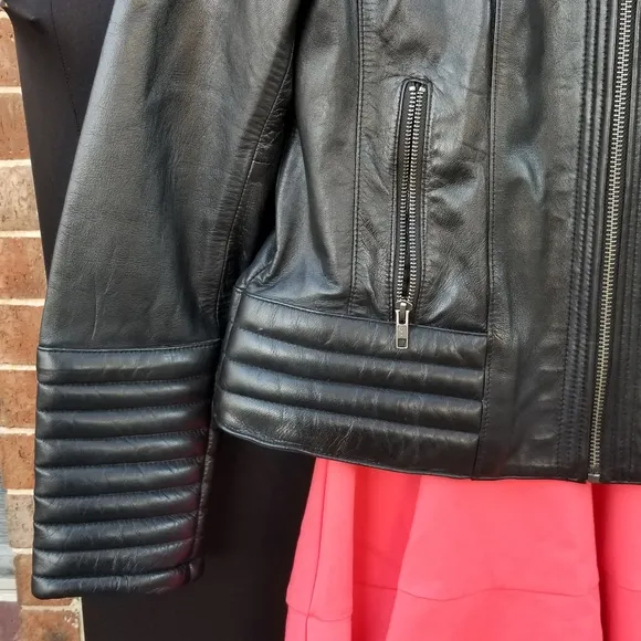 Gorgeous First Classics padded moto quilted Leather Jacket