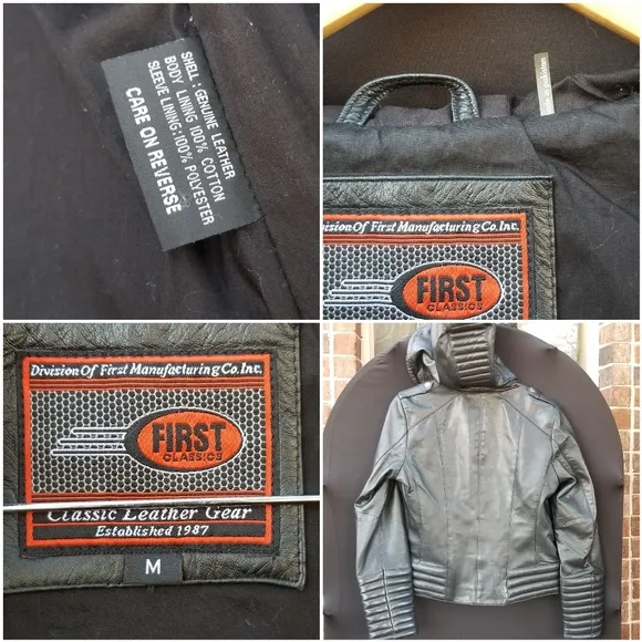 Gorgeous First Classics padded moto quilted Leather Jacket