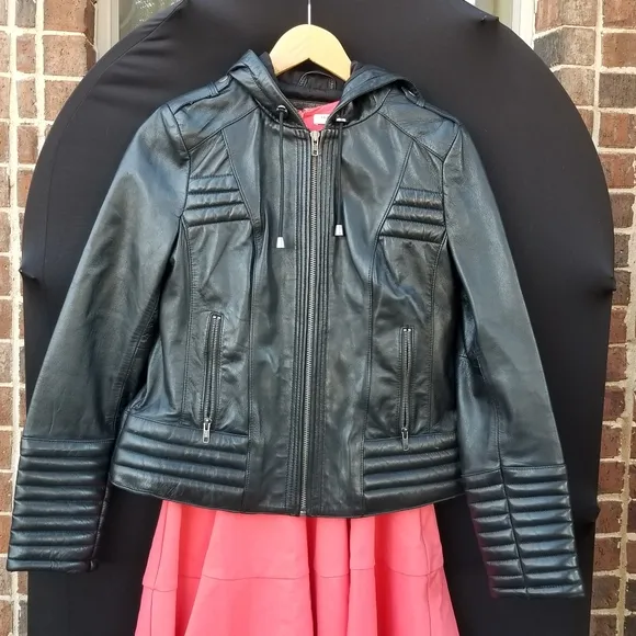 Gorgeous First Classics padded moto quilted Leather Jacket