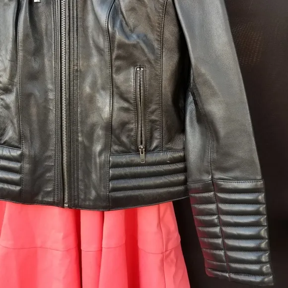 Gorgeous First Classics padded moto quilted Leather Jacket