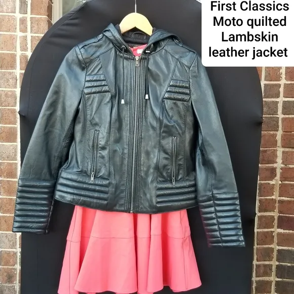 Gorgeous First Classics padded moto quilted Leather Jacket
