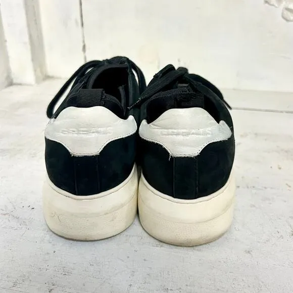 Greats Brooklyn Suede Low Top Trainer Sneakers Black / White Men's Size 8.5