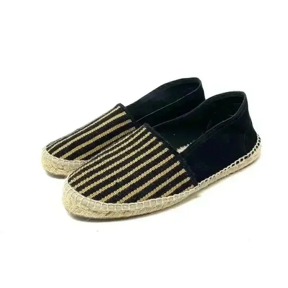 Guanabana Handmade Espadrille Black with Stripes - Size 41