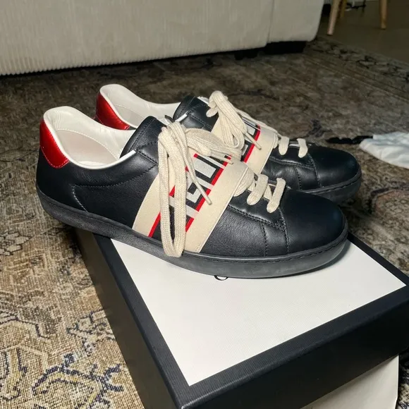 Gucci Black and Red Men's Sneakers