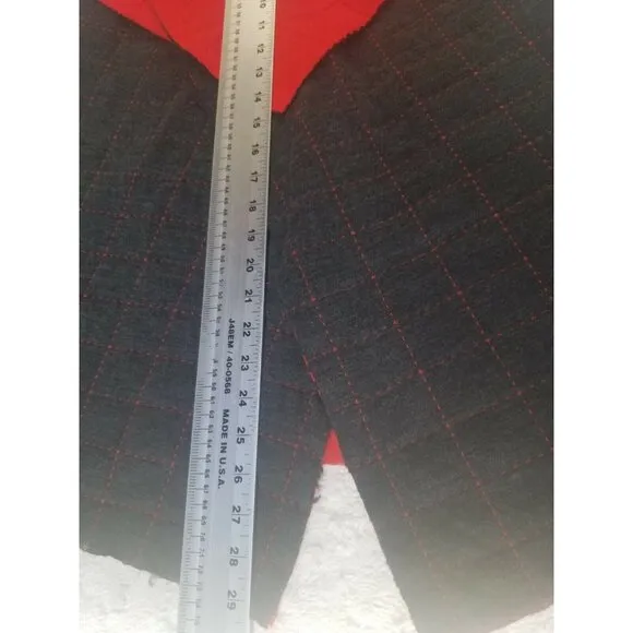 Hannii Womens Straight Wrap Up Midi Skirt Medium Flower Detail Plaid Red Black