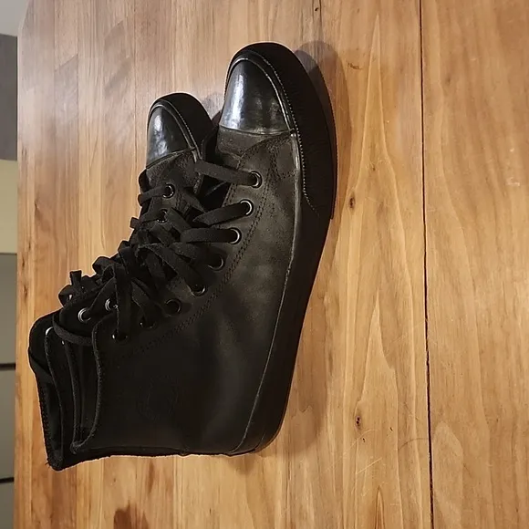 Harley-Davidson® Men's Baxter All Black  Leather Hi-Cut Sneakers sz 9