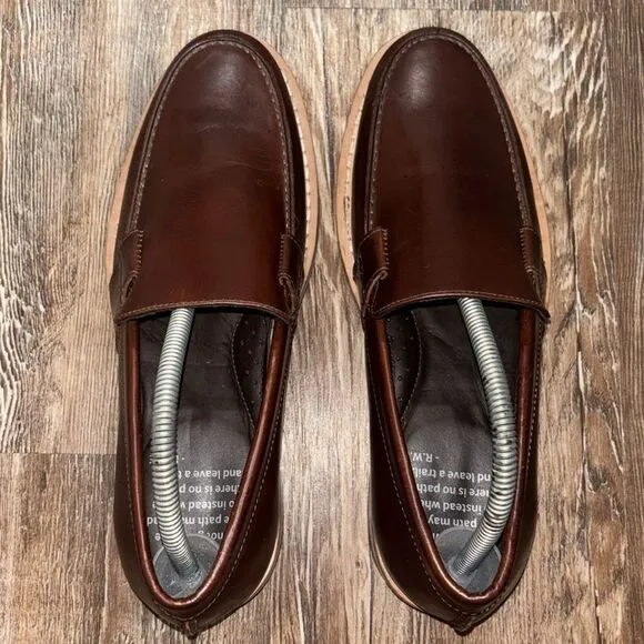 Helm leather upper mens loafers dark brown color excellent condition size 8.5 M.