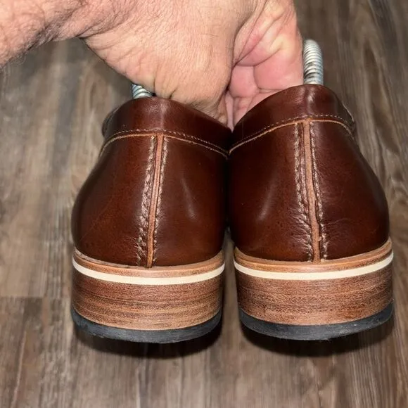Helm leather upper mens loafers dark brown color excellent condition size 8.5 M.