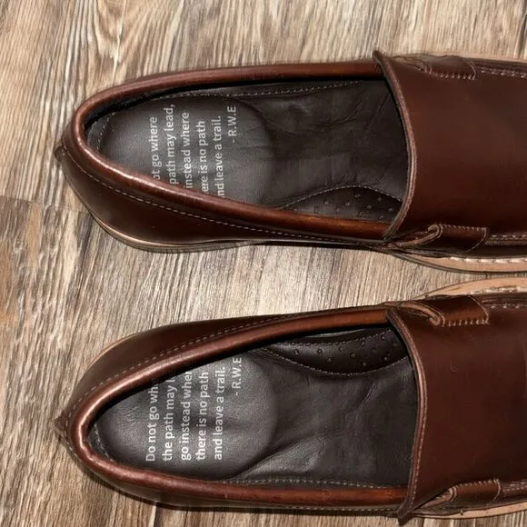 Helm leather upper mens loafers dark brown color excellent condition size 8.5 M.