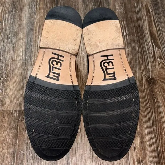 Helm leather upper mens loafers dark brown color excellent condition size 8.5 M.