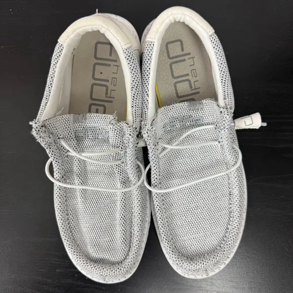 Hey Dude Men's 8 Stone White Slip On Comfort Wally Stretch Sox Moccasin Loafers