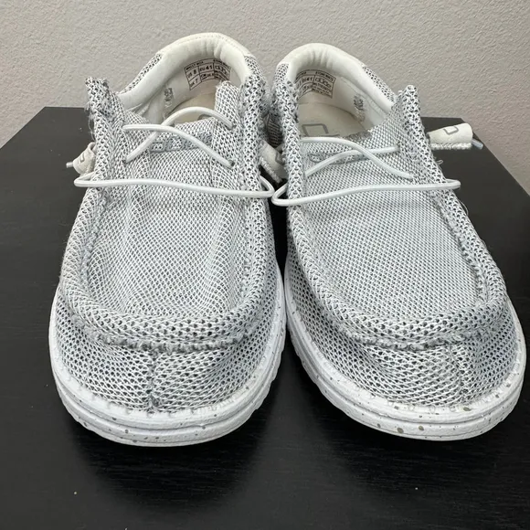 Hey Dude Men's 8 Stone White Slip On Comfort Wally Stretch Sox Moccasin Loafers