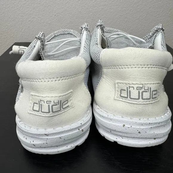 Hey Dude Men's 8 Stone White Slip On Comfort Wally Stretch Sox Moccasin Loafers