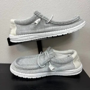 Hey Dude Men's 8 Stone White Slip On Comfort Wally Stretch Sox Moccasin Loafers