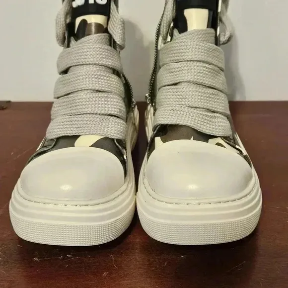 High Top Shoes Women's Camouflage Thick Sole Thick Laces Casual Sneakers