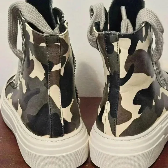 High Top Shoes Women's Camouflage Thick Sole Thick Laces Casual Sneakers