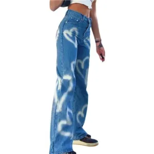 High Waisted Straight Leg Stretch Denim Pants for Women - Girls Fashion