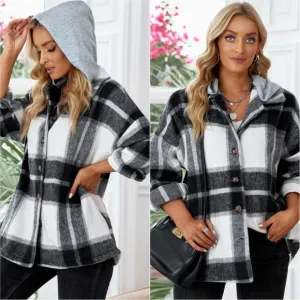 Highland Plaid Button-Up Jacket - Black