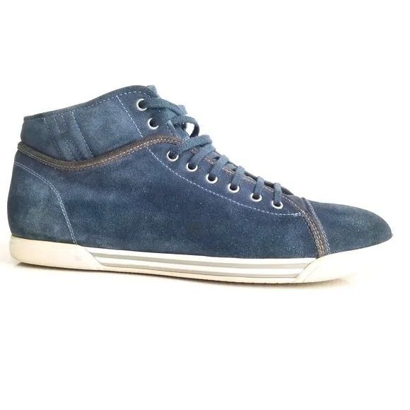 HOGAN REBEL Fashion Sneakers High Top Blue Suede