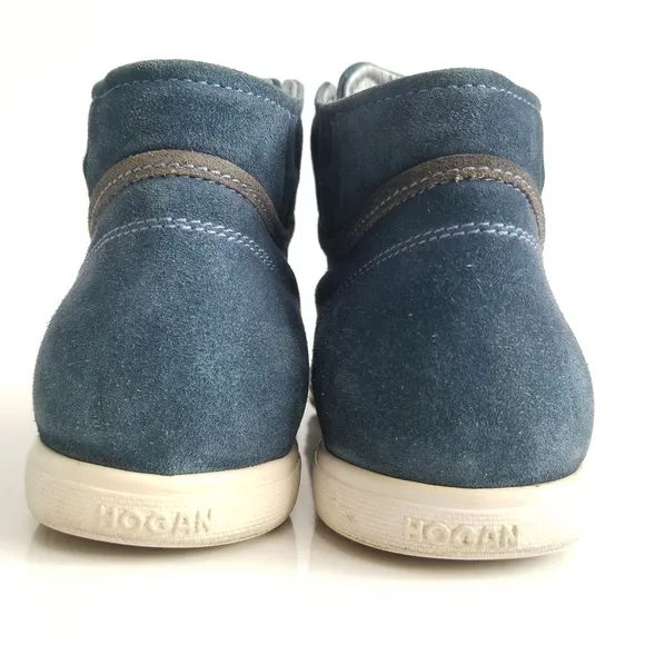HOGAN REBEL Fashion Sneakers High Top Blue Suede
