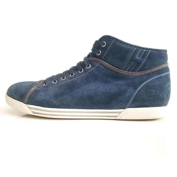 HOGAN REBEL Fashion Sneakers High Top Blue Suede