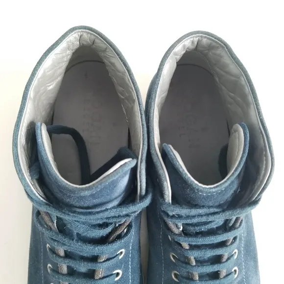 HOGAN REBEL Fashion Sneakers High Top Blue Suede