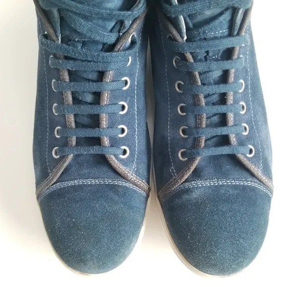 HOGAN REBEL Fashion Sneakers High Top Blue Suede