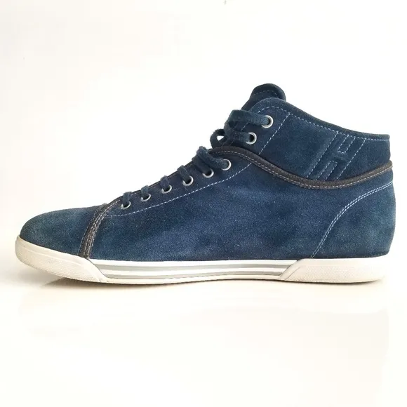 HOGAN REBEL Fashion Sneakers High Top Blue Suede