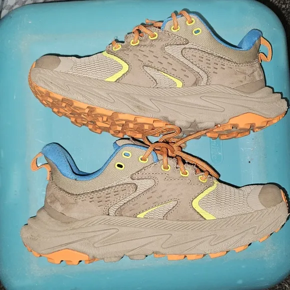 Hoka Anacapa 2 Low GTX Tan and Orange Sneakers with Rugged Outsole
