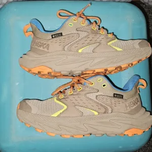 Hoka Anacapa 2 Low GTX Tan and Orange Sneakers with Rugged Outsole