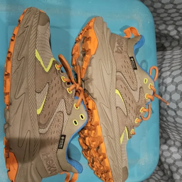 Hoka Anacapa 2 Low GTX Tan and Orange Sneakers with Rugged Outsole